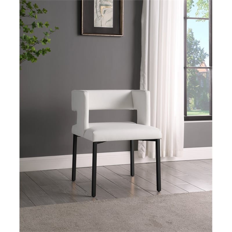 Meridian Furniture Caleb White Vegan Leather Dining Chair (Set of 2)