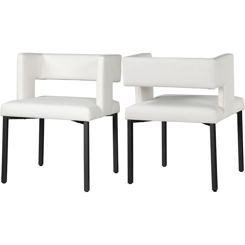 Meridian Furniture Caleb White Vegan Leather Dining Chair (Set of 2)