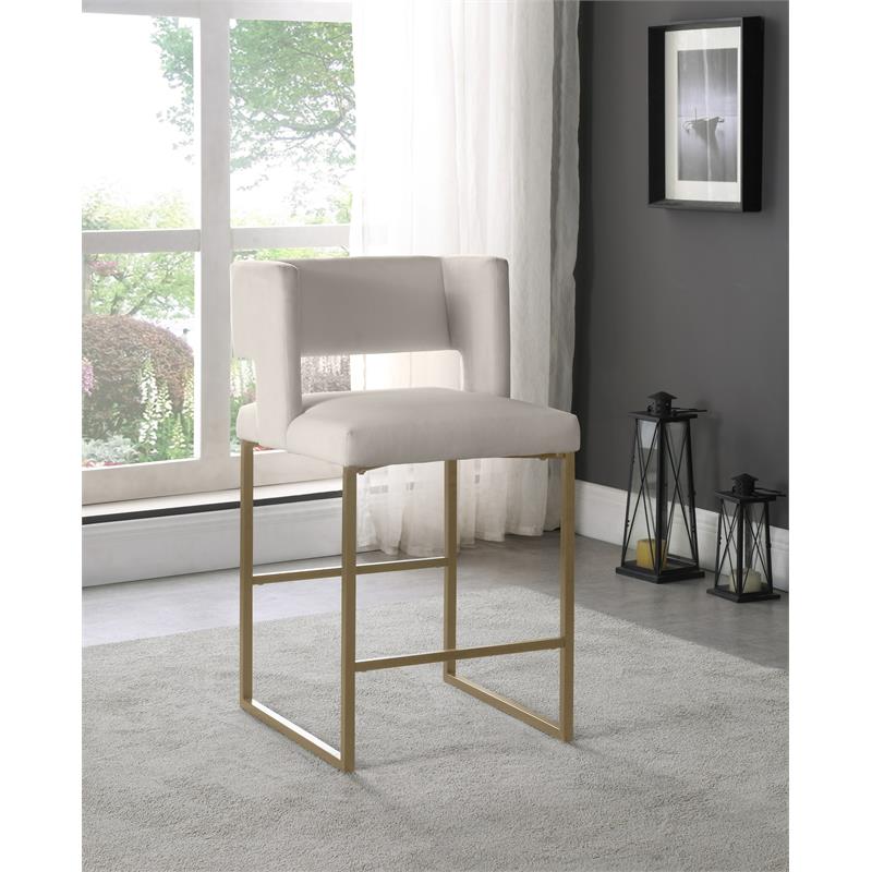 Meridian Furniture Caleb Cream Velvet Counter Stool (Set of 2)