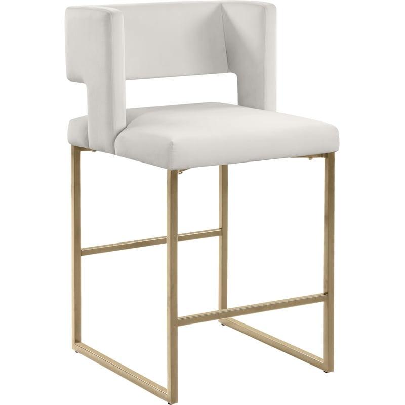 Meridian Furniture Caleb Cream Velvet Counter Stool (Set of 2)
