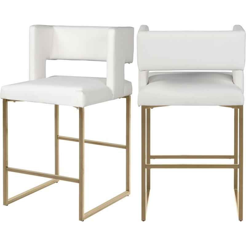 white faux leather bar stools