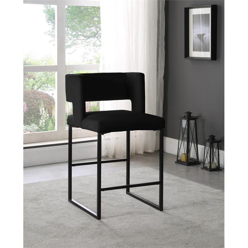 Meridian Furniture Caleb Black Velvet Counter Stool (Set of 2)