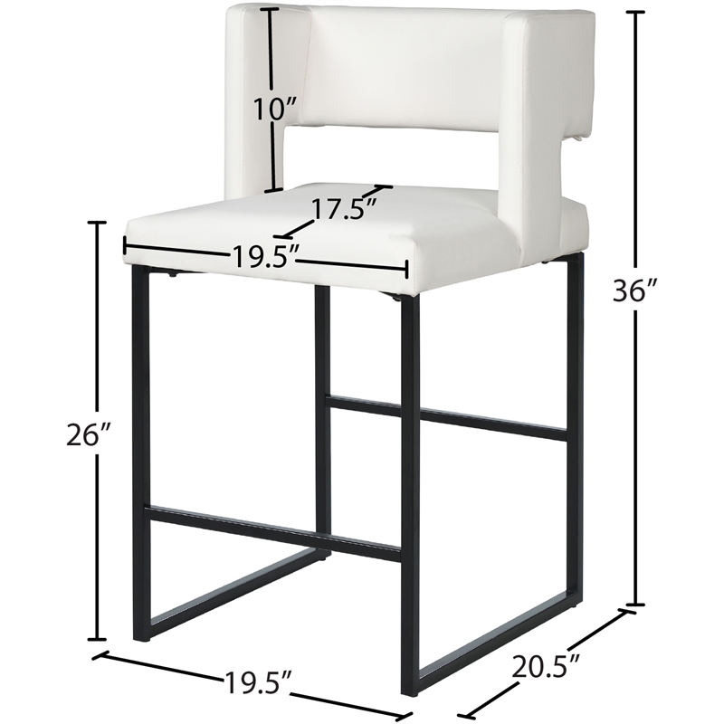 Meridian Furniture Caleb White Vegan Leather Counter Stool (Set of 2)