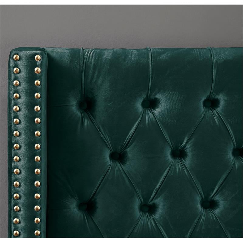 Meridian Furniture Barolo Green Velvet Twin Bed