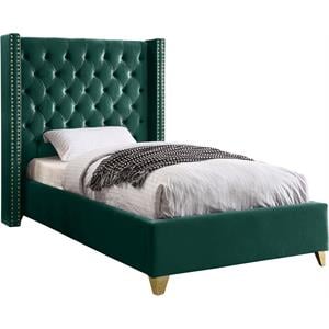 meridian furniture barolo green velvet twin bed
