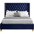 Meridian Furniture Barolo Navy Velvet Full Bed