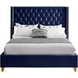 Meridian Furniture Barolo Navy Velvet Queen Bed