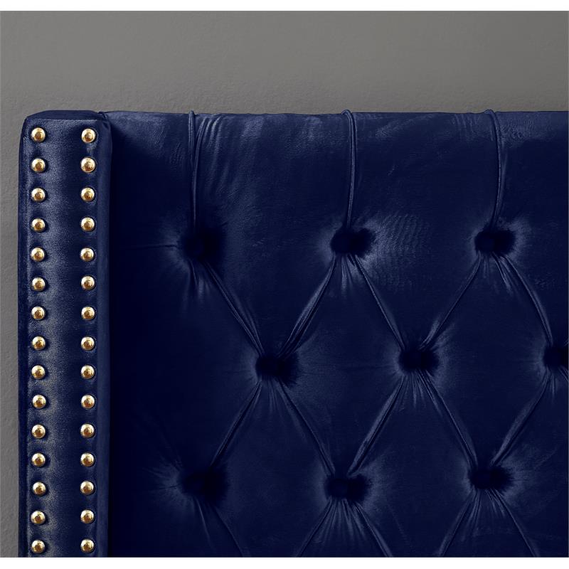 Meridian Furniture Barolo Navy Velvet Twin Bed