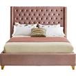 Meridian Furniture Barolo Pink Velvet Full Bed