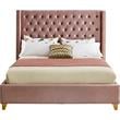 Meridian Furniture Barolo Pink Velvet Queen Bed