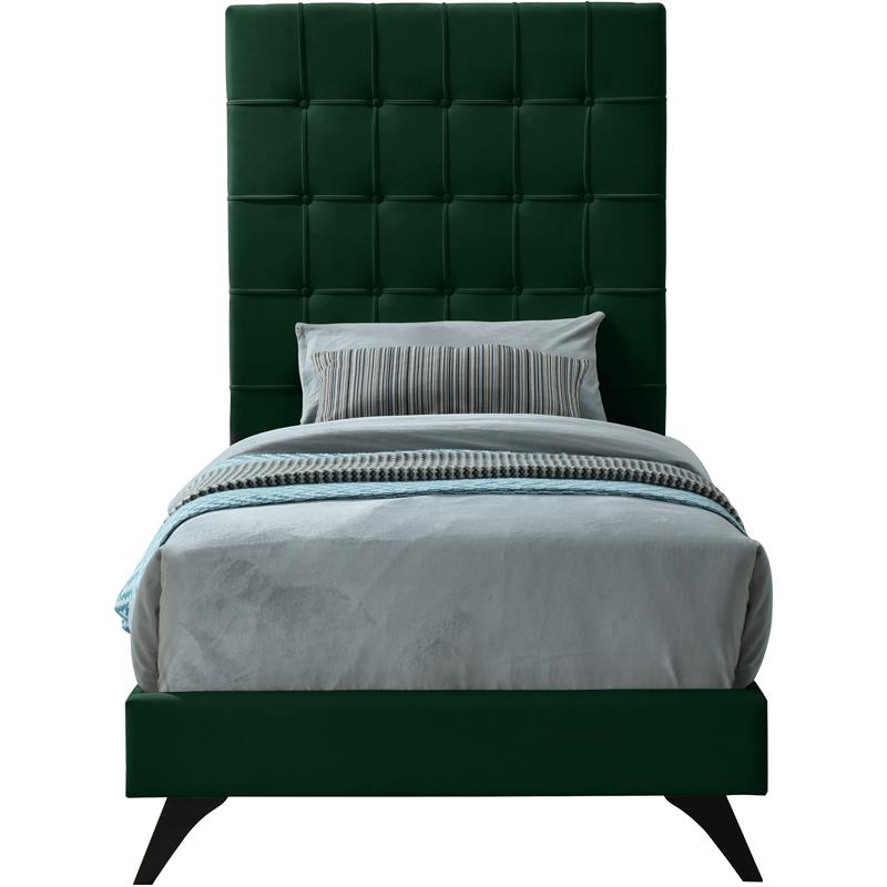 Meridian Furniture Elly Green Velvet Twin Bed