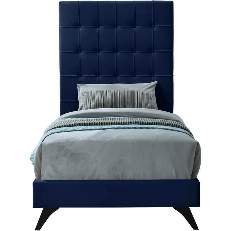 Meridian Furniture Elly Navy Velvet Twin Bed