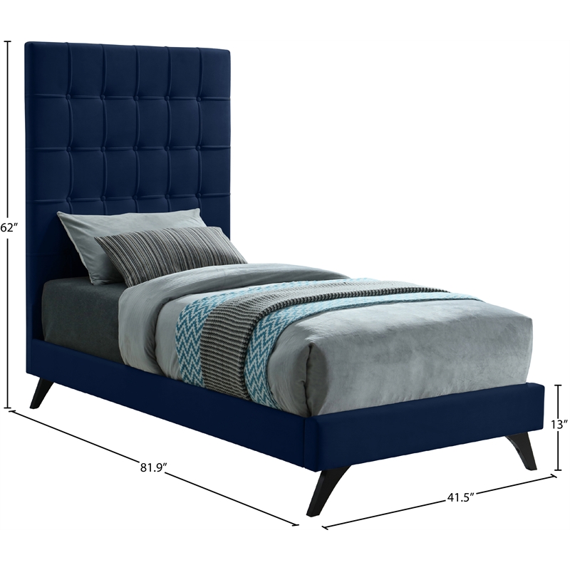Meridian Furniture Elly Navy Velvet Twin Bed