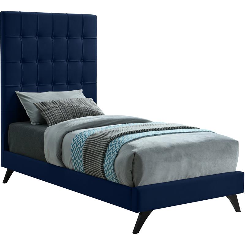 Meridian Furniture Elly Navy Velvet Twin Bed