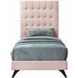 Meridian Furniture Elly Pink Velvet Twin Bed