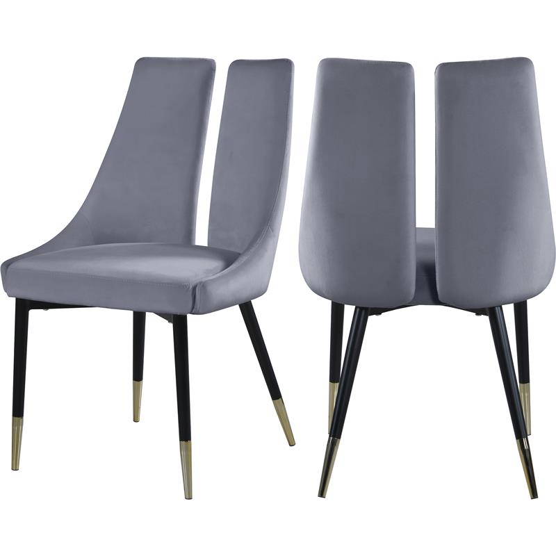 Meridian Furniture Sleek Gray Velvet Dining Chair (Set of 2)