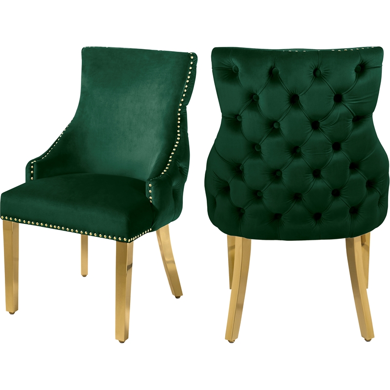 emerald green and gold dining chairs