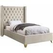 Meridian Furniture Barolo Cream Velvet Twin Bed