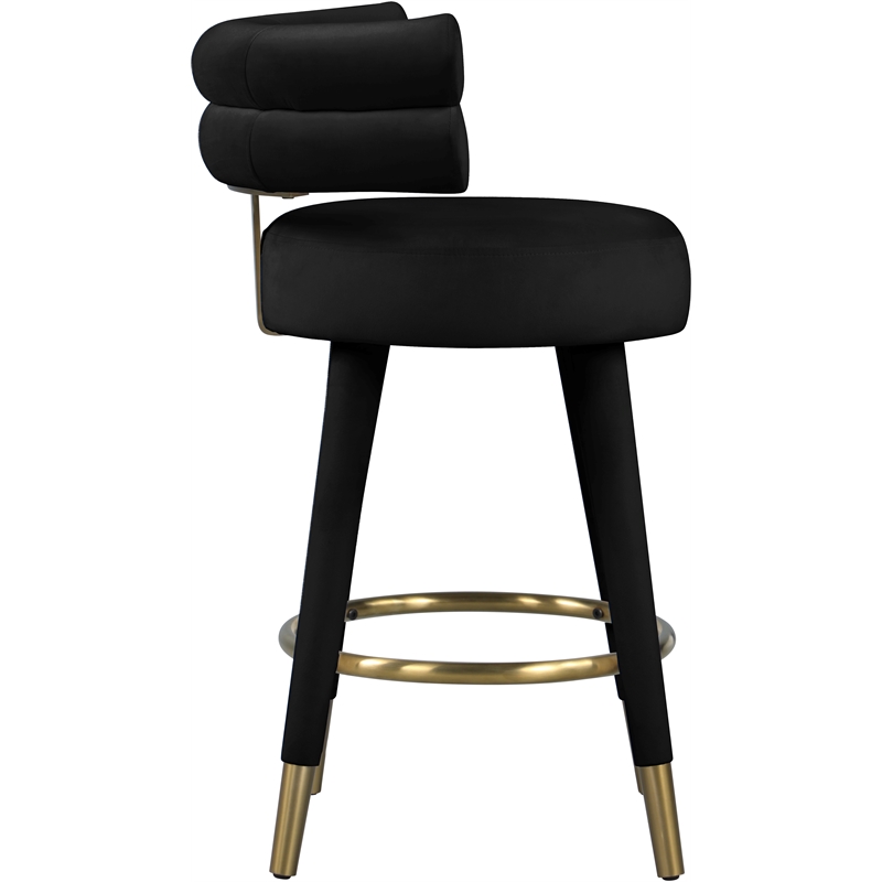 Meridian Furniture Fitzroy Black Velvet Counter Stool (Set of 2)