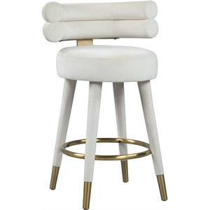 Meridian Furniture Fitzroy Cream Velvet Counter Stool (Set of 2)