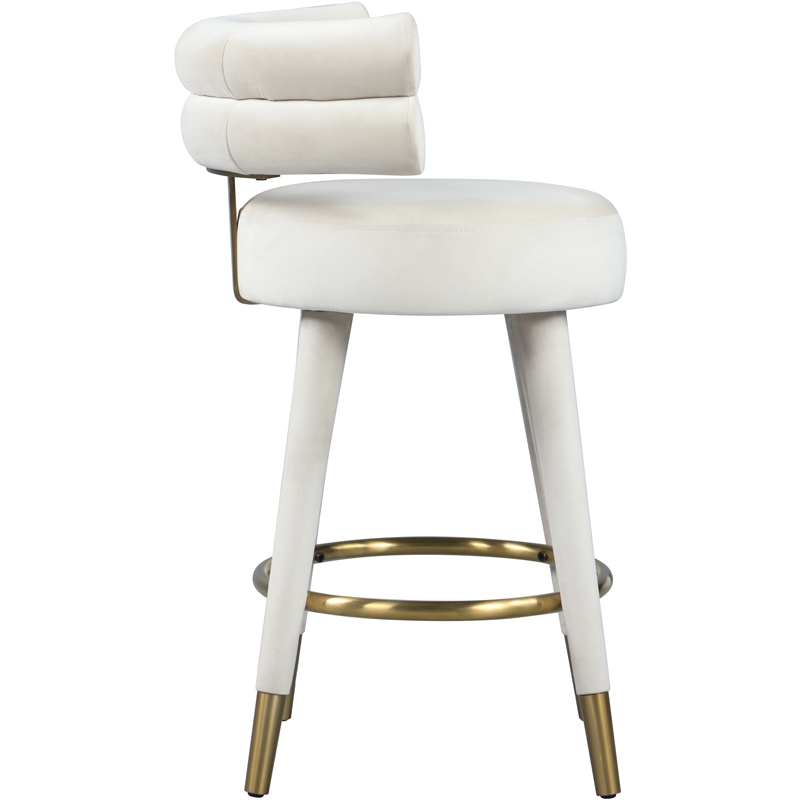 Meridian Furniture Fitzroy Cream Velvet Counter Stool (Set of 2)