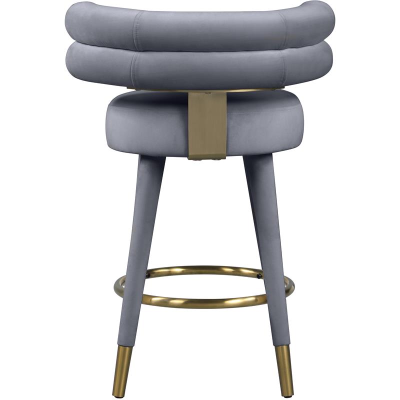 Meridian Furniture Fitzroy Gray Velvet Counter Stool (Set of 2)