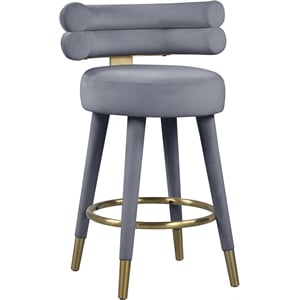 Meridian Furniture Fitzroy Gray Velvet Counter Stool (Set of 2)
