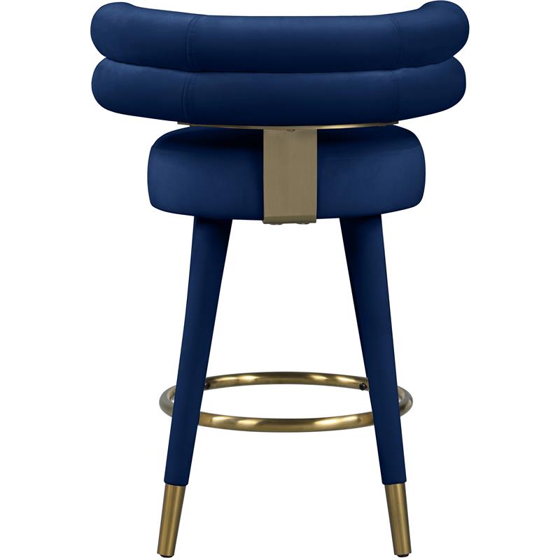 Meridian Furniture Fitzroy Navy Velvet Counter Stool (Set of 2)