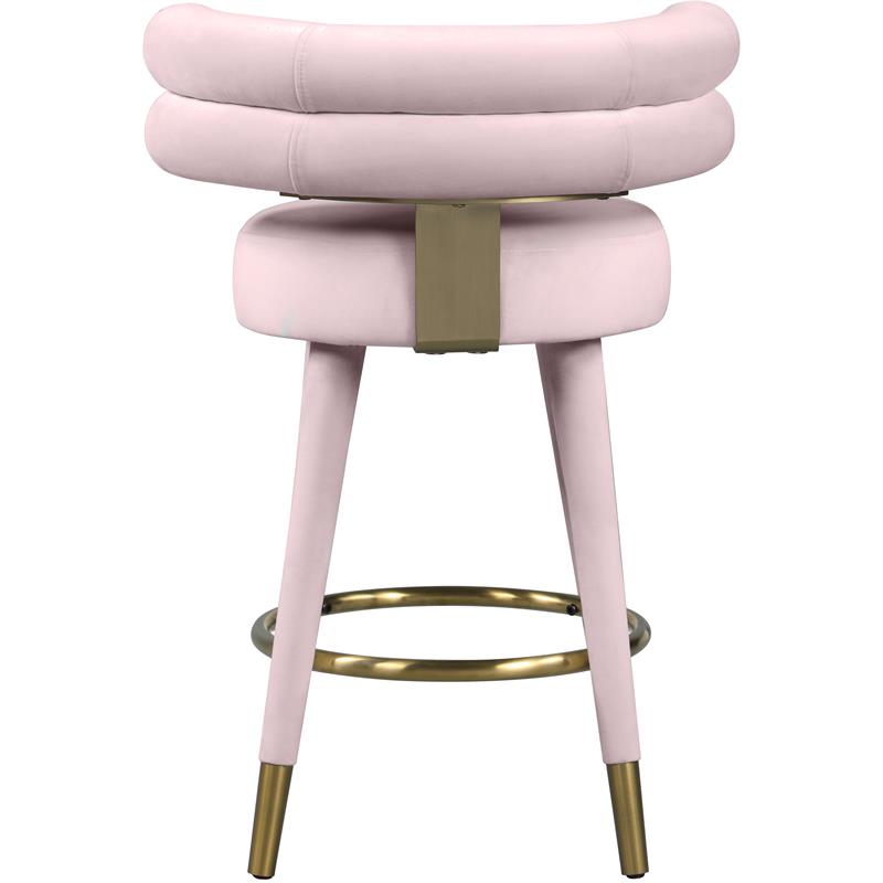 Meridian Furniture Fitzroy Pink Velvet Counter Stool (Set of 2)