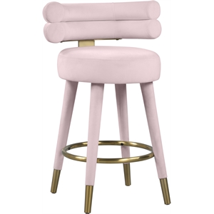 Meridian Furniture Fitzroy Pink Velvet Counter Stool (Set of 2)