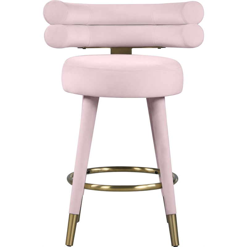Meridian Furniture Fitzroy Pink Velvet Counter Stool (Set of 2)