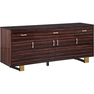 Meridian Furniture Excel Sideboard/Buffet in Rich Brown Zebra Wood Lacquer