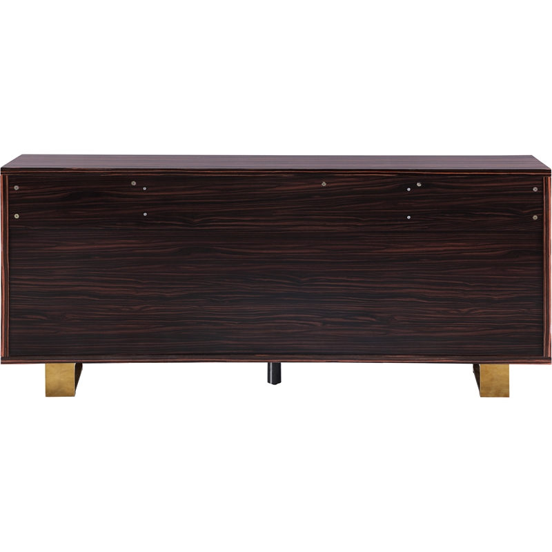 Meridian Furniture Excel Sideboard/Buffet in Rich Brown Zebra Wood Lacquer