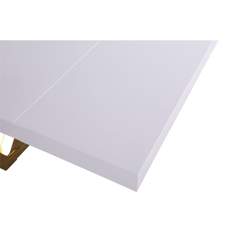 Meridian Furniture Excel White Lacquer Top Extendable 2 Leaf Dining Table