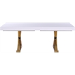 Meridian Furniture Excel White Lacquer Top Extendable 2 Leaf Dining Table