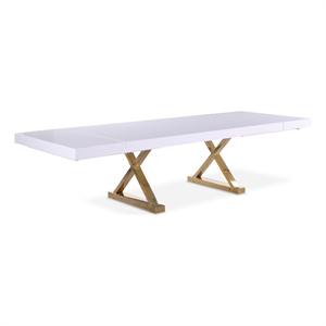 Meridian Furniture Excel White Lacquer Top Extendable 2 Leaf Dining Table
