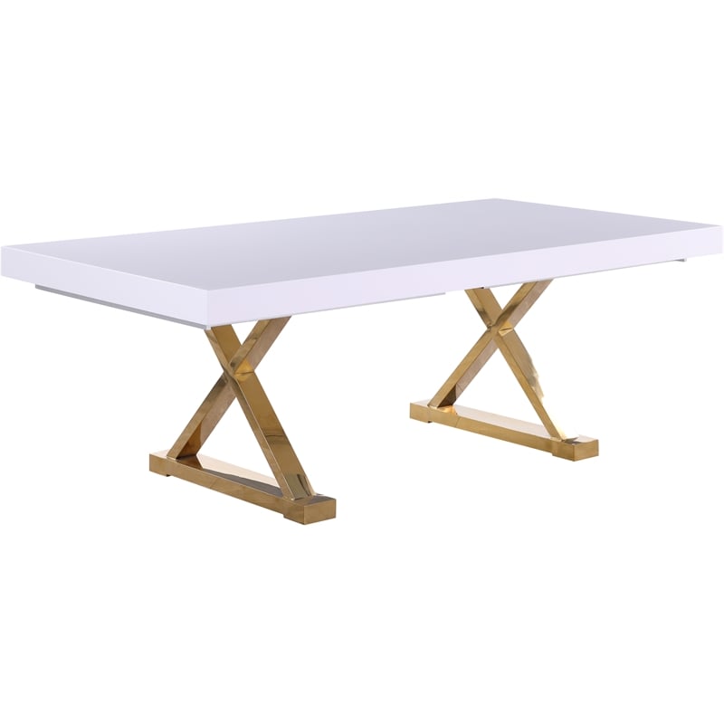 Meridian Furniture Excel White Lacquer Top Extendable 2 Leaf Dining Table