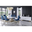 Meridian Furniture Excel White Lacquer Top Extendable 2 Leaf Dining Table
