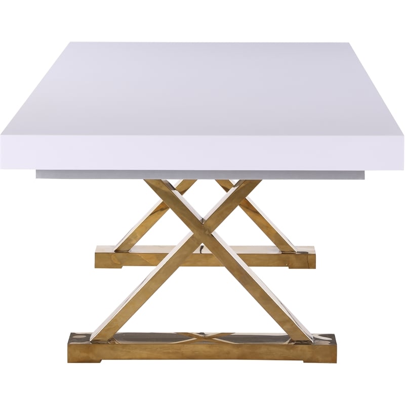 Meridian Furniture Excel White Lacquer Top Extendable 2 Leaf Dining Table
