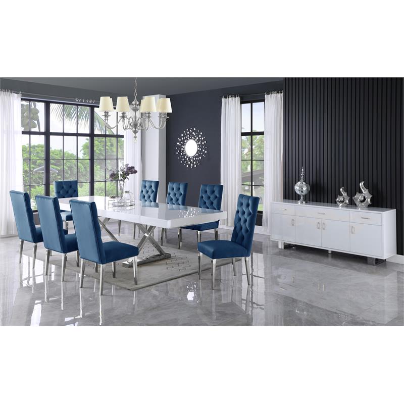 Meridian Furniture Excel White Lacquer, White Lacquer Dining Table Extendable