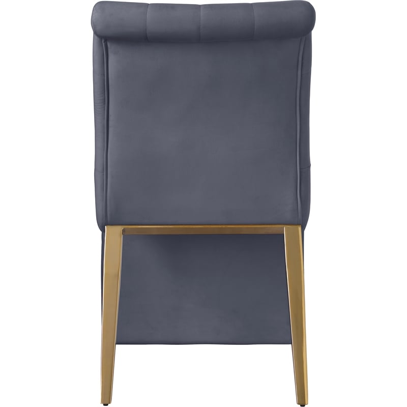 Meridian Furniture Curve Gray Velvet Dining Chair (Set of 2)