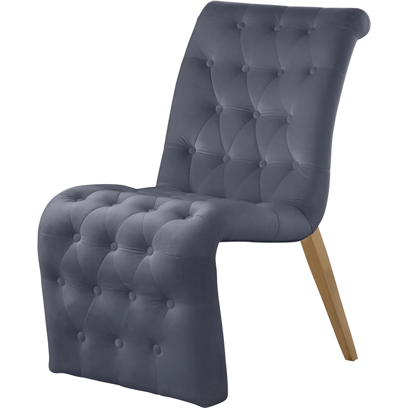 Meridian Furniture Curve Gray Velvet Dining Chair (Set of 2)