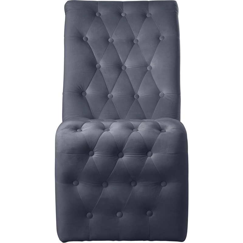 Meridian Furniture Curve Gray Velvet Dining Chair (Set of 2)