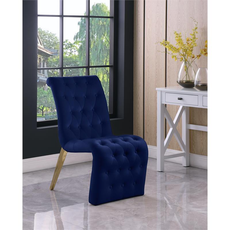 Meridian Furniture Curve Navy Velvet Dining Chair (Set of 2)