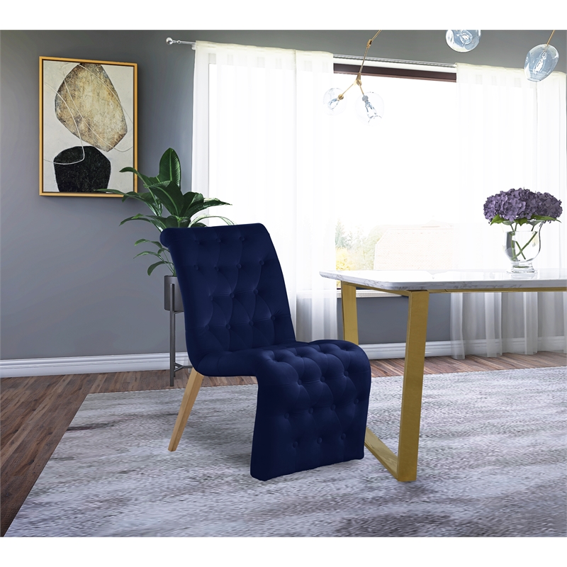 Meridian Furniture Curve Navy Velvet Dining Chair (Set of 2)