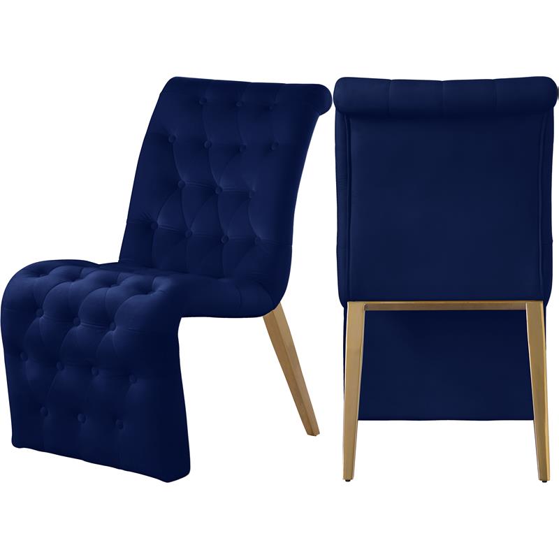Meridian Furniture Curve Navy Velvet Dining Chair (Set of 2)