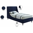 Meridian Furniture Eva Navy Velvet Upholstered Twin Bed