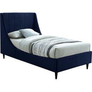 Meridian Furniture Eva Navy Velvet Upholstered Twin Bed