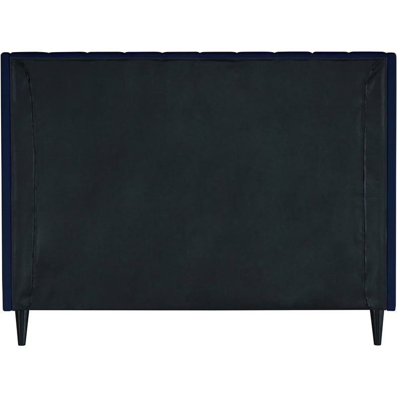 Meridian Furniture Eva Navy Velvet Upholstered Queen Bed