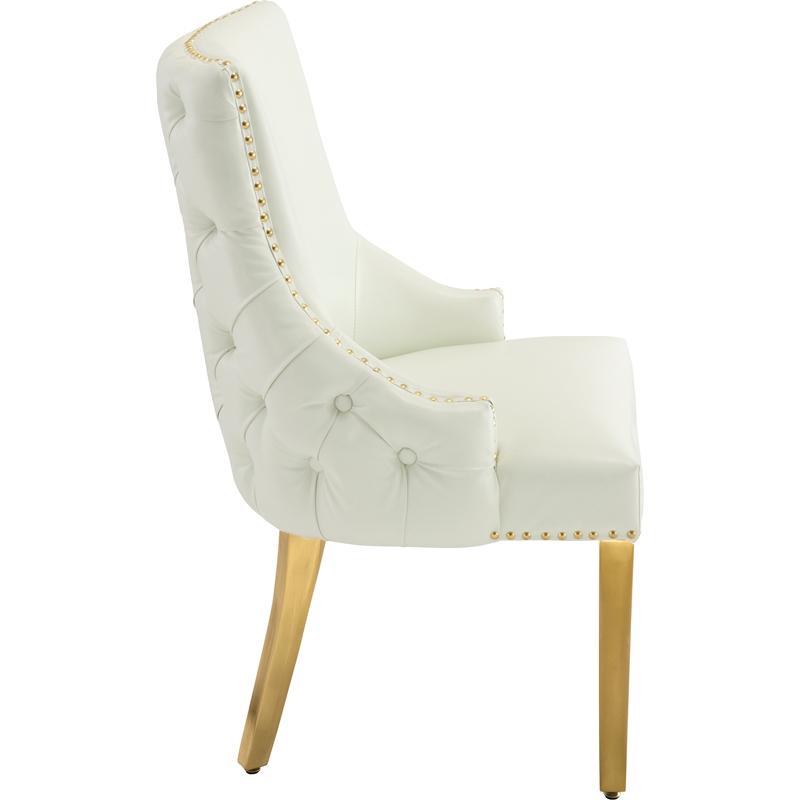 ivory faux leather dining chairs